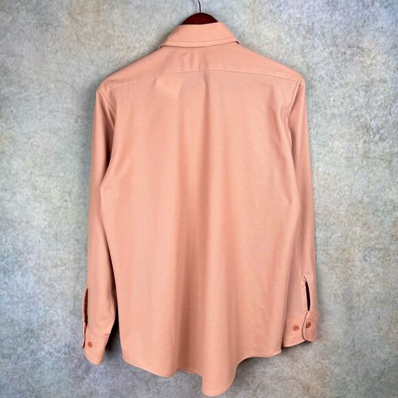 VTG 80s Van Heusen Button Up Shirt Sz L Tan VanKnit Plain Army Military - Picture 3 of 8